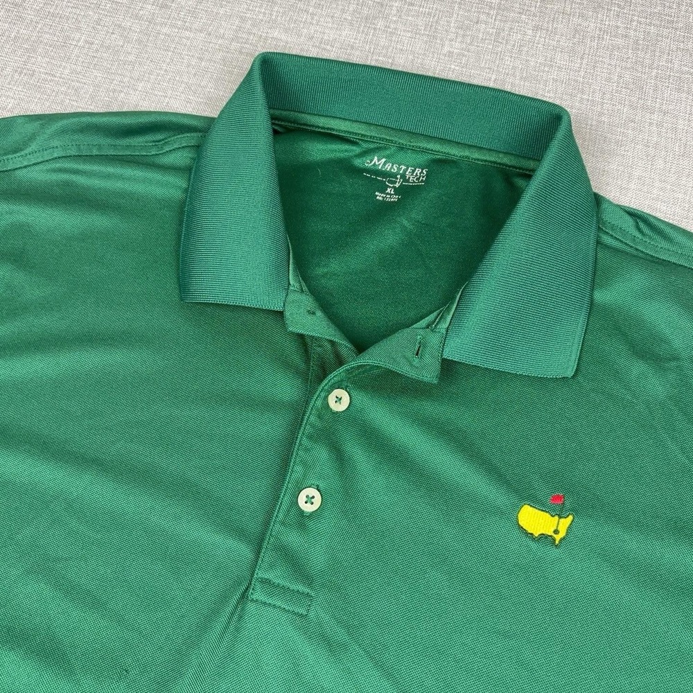 Masters Tech Golf Polo Shirt Mens XL Green Performance Augusta National Logo